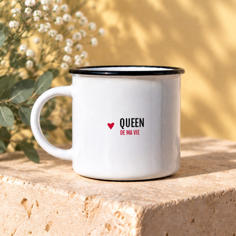 Mug céramique Queen de ma vie – cadeau femme